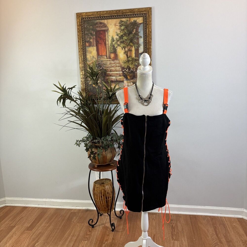 Fashion Nova Mini Women Dress‎ Size 1X Strap Exposed Zipper Ties On Both Sides